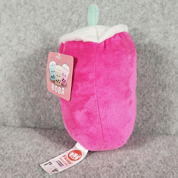 Fiesta Pink Boba Plush Kawaii Bubble Tea Stuffed Toy 6 Inch Foodcore Desk Mascot - Picture 9 of 10
